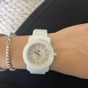 Never worn, juicy couture, white ceramic watch with pink accents